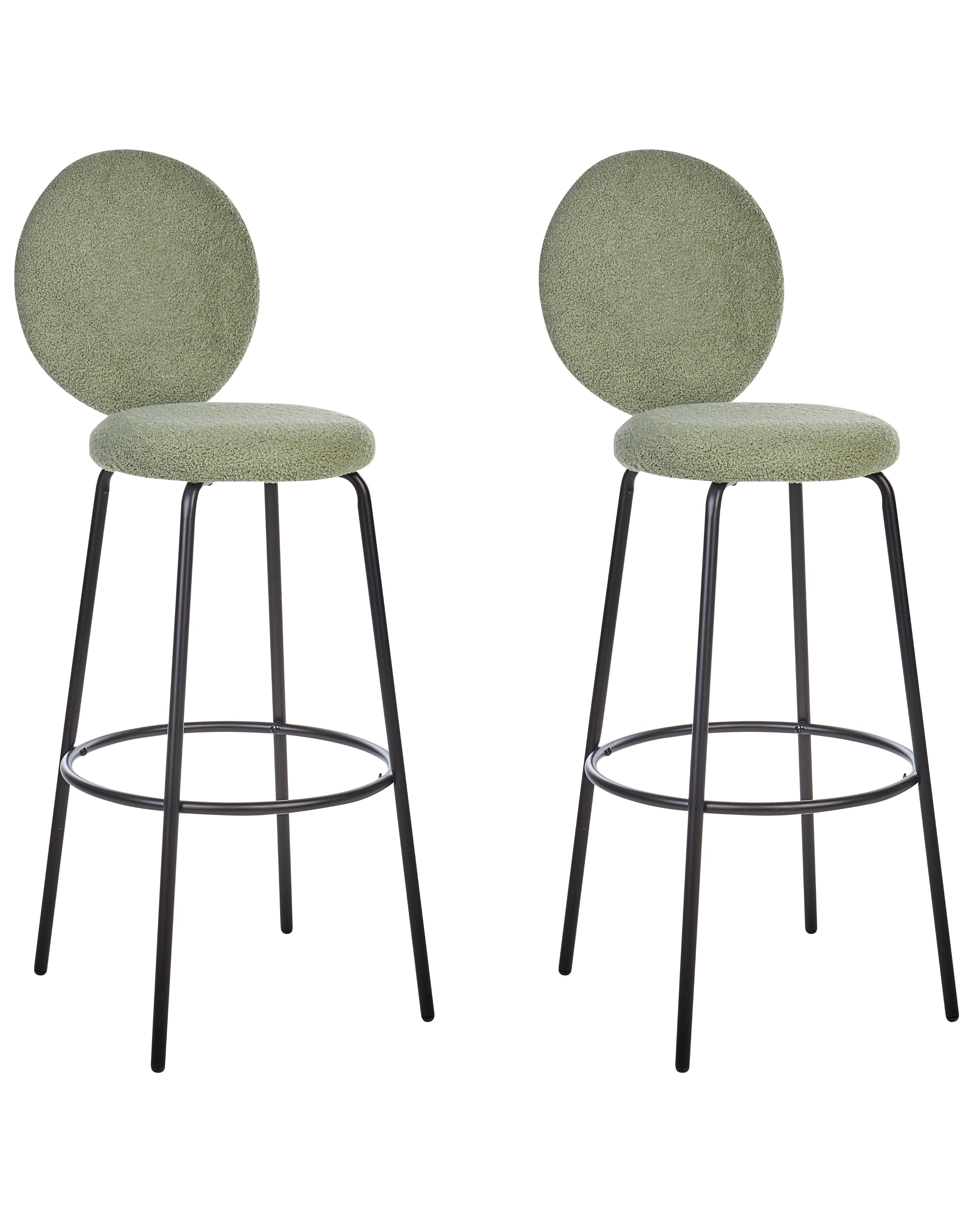Set van 2 barstoelen EMERY Bouclé Lichtgroen