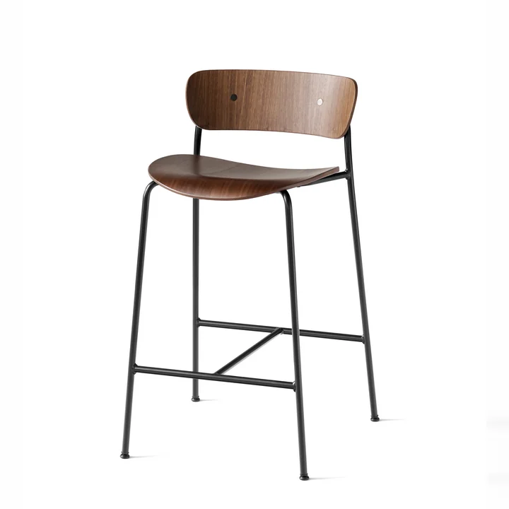 &Tradition - Pavilion Barhocker AV7, H 85 cm, schwarz / Walnuss lackiert