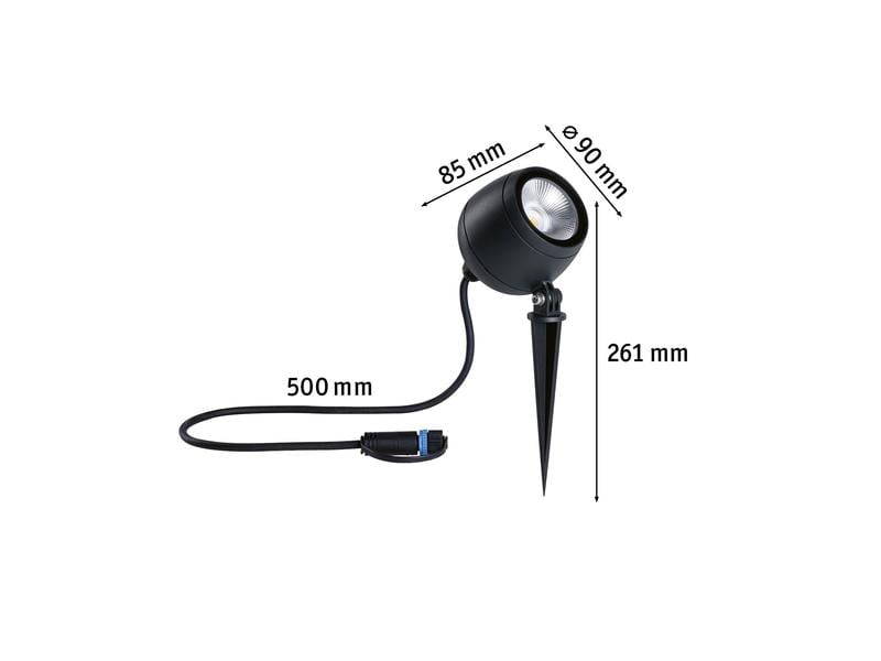 Paulmann Gartenspot Plug & Shine Kikolo, 60°, 3000K, 7.2W, LED Gartenstrahler