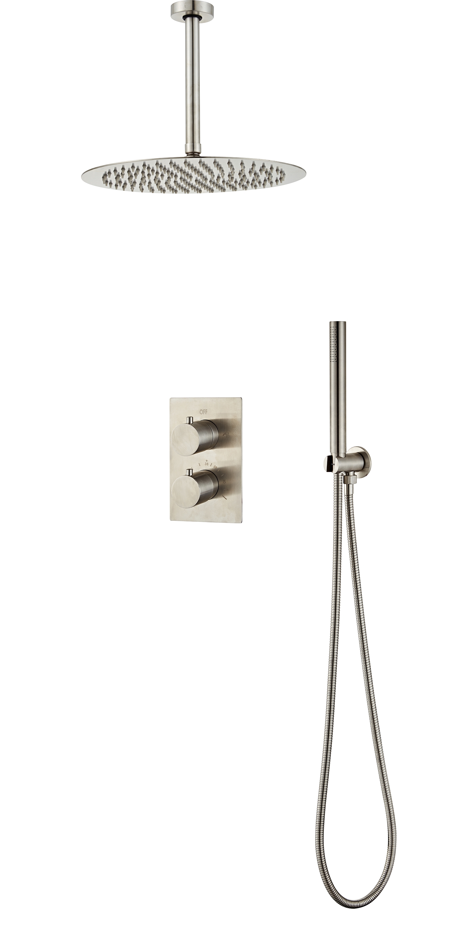 Saniclear Exclusive volledig 304 RVS inbouw regendouche 30cm met staaf handdouche plafondmontage