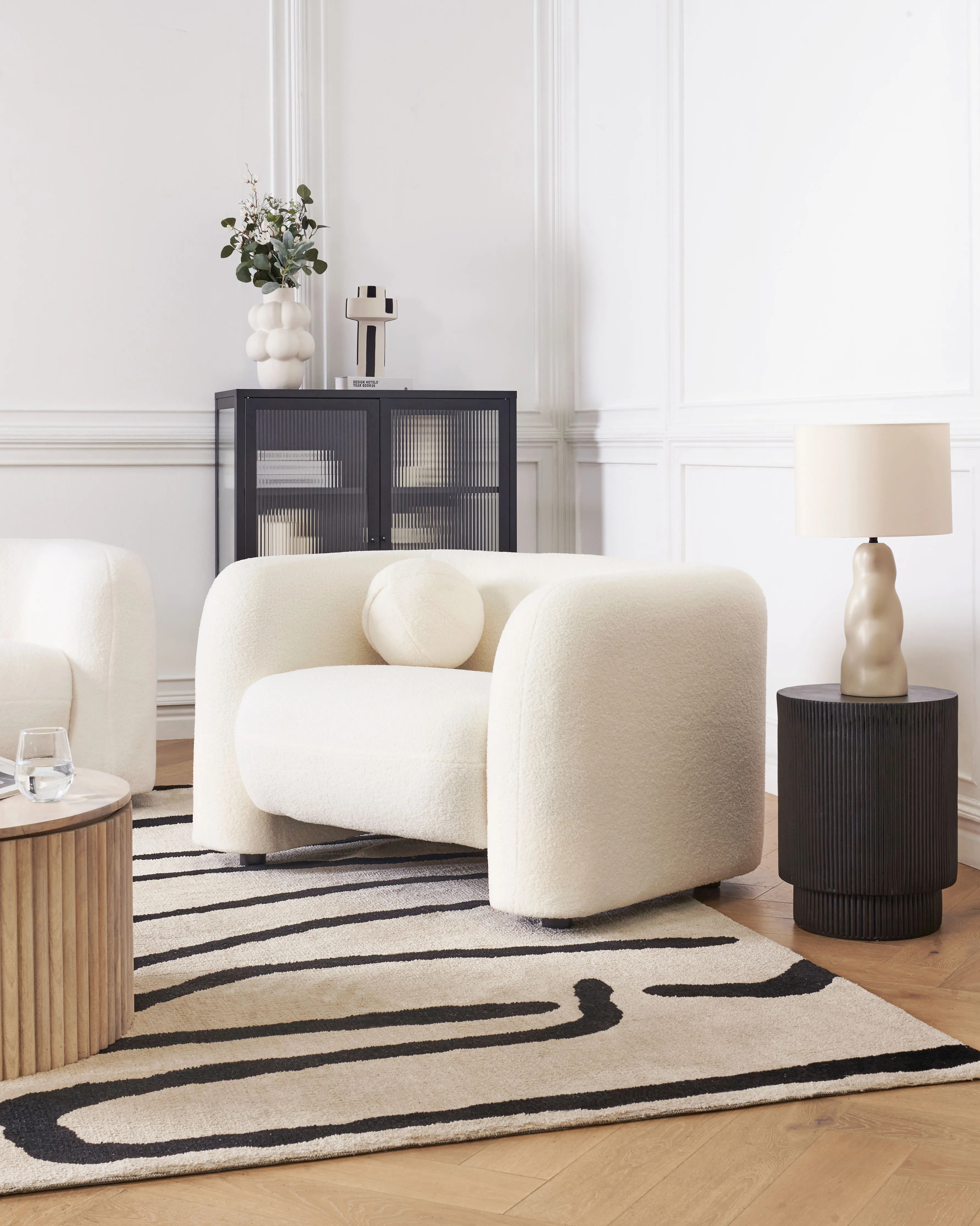 Fauteuil LEIREN Bouclé Wit