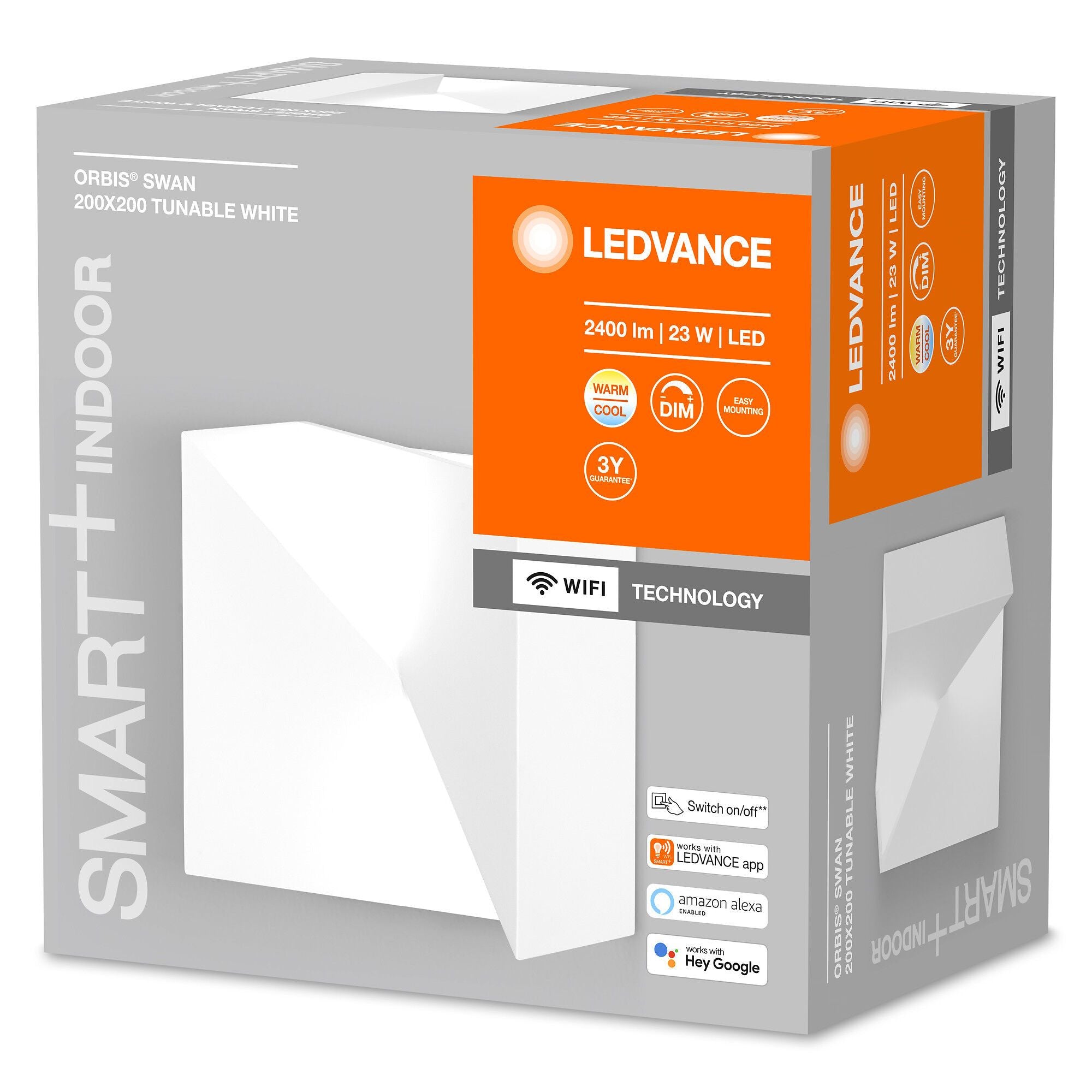 LE_SMART  ORBIS SWAN Wandleuchte - Weiss / B: 20.0 cm x T: 20.0 cm x H: 11.0 cm