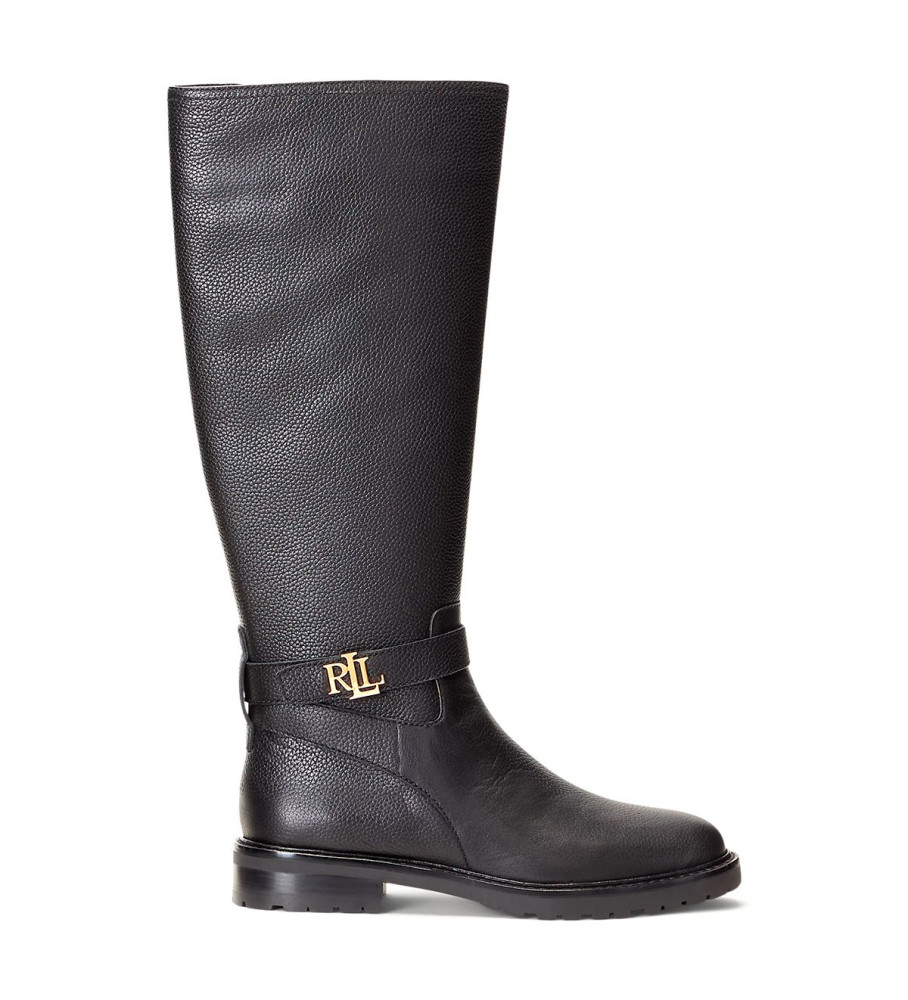 Ralph Lauren Botas Hallee de couro preto
