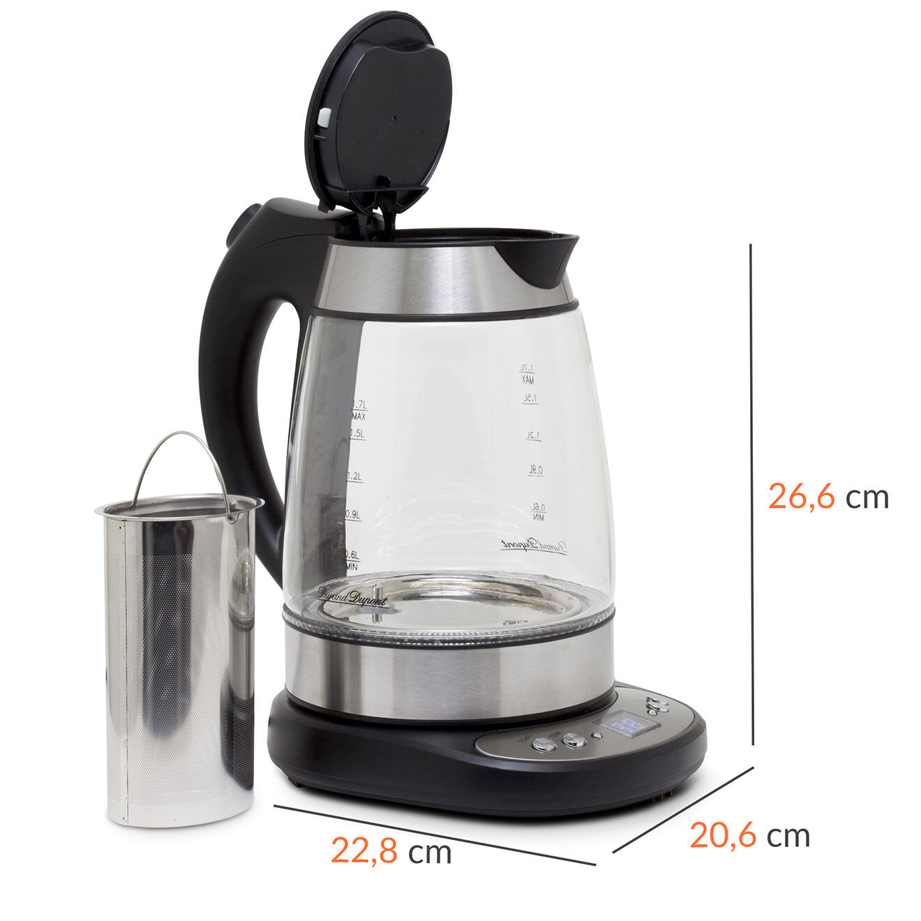 Kitchencook Bouilloire électrique en verre avec LED multicolore - 1.7 L