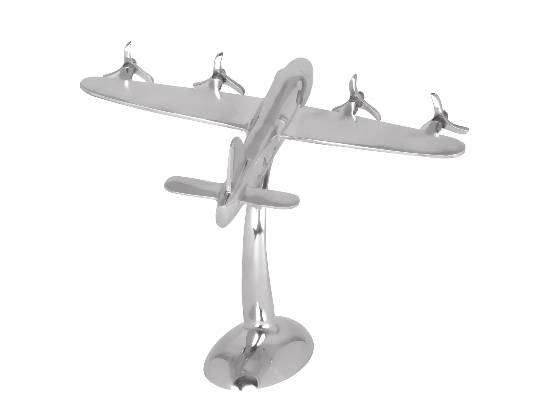 Conception Deco avions hélice en aluminium couleur argent dépliant