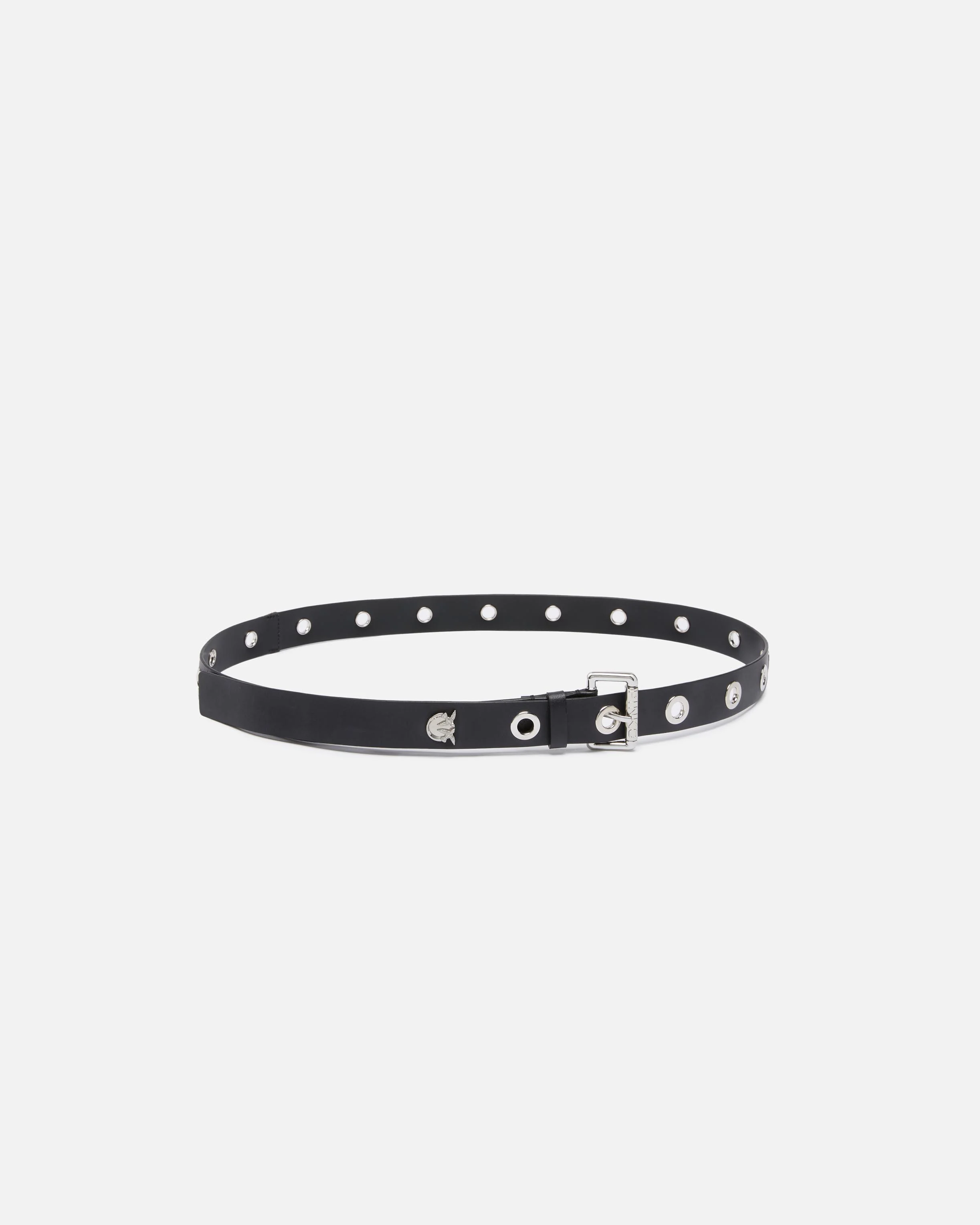 Ceinture imprimé monogram à œillets de 3 cm | Noir
