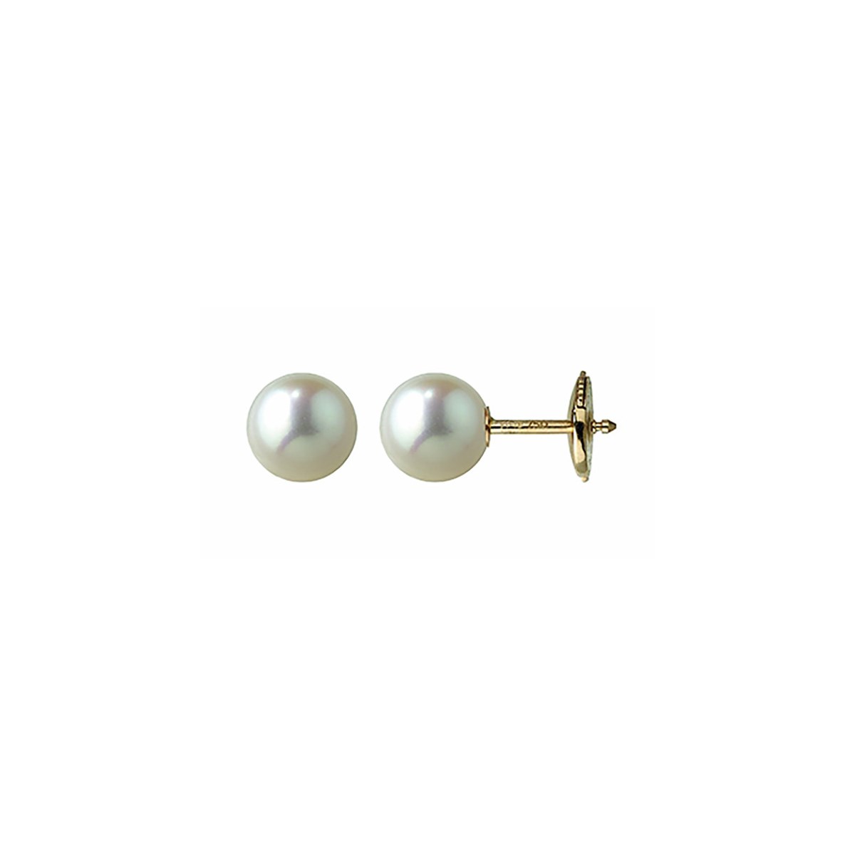 Boucles d'oreilles or jaune perles Akoya6,5/7 mm