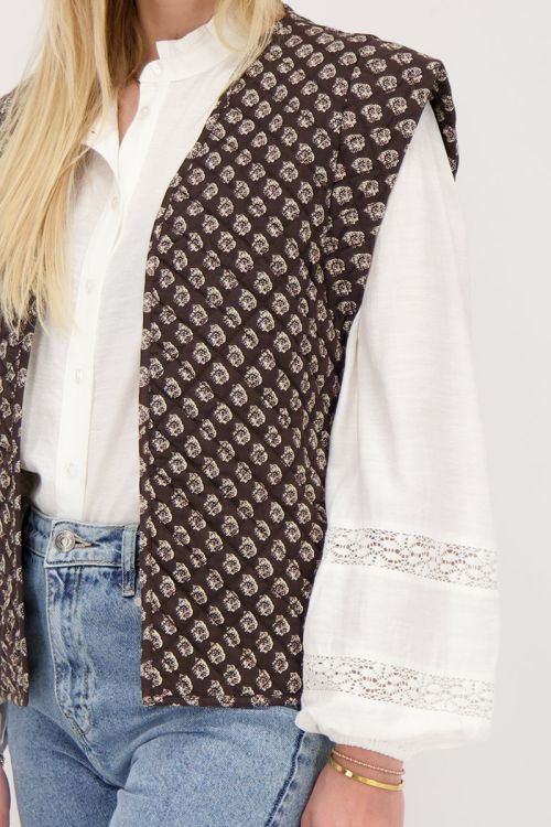Donkergrijs gilet met ornament print