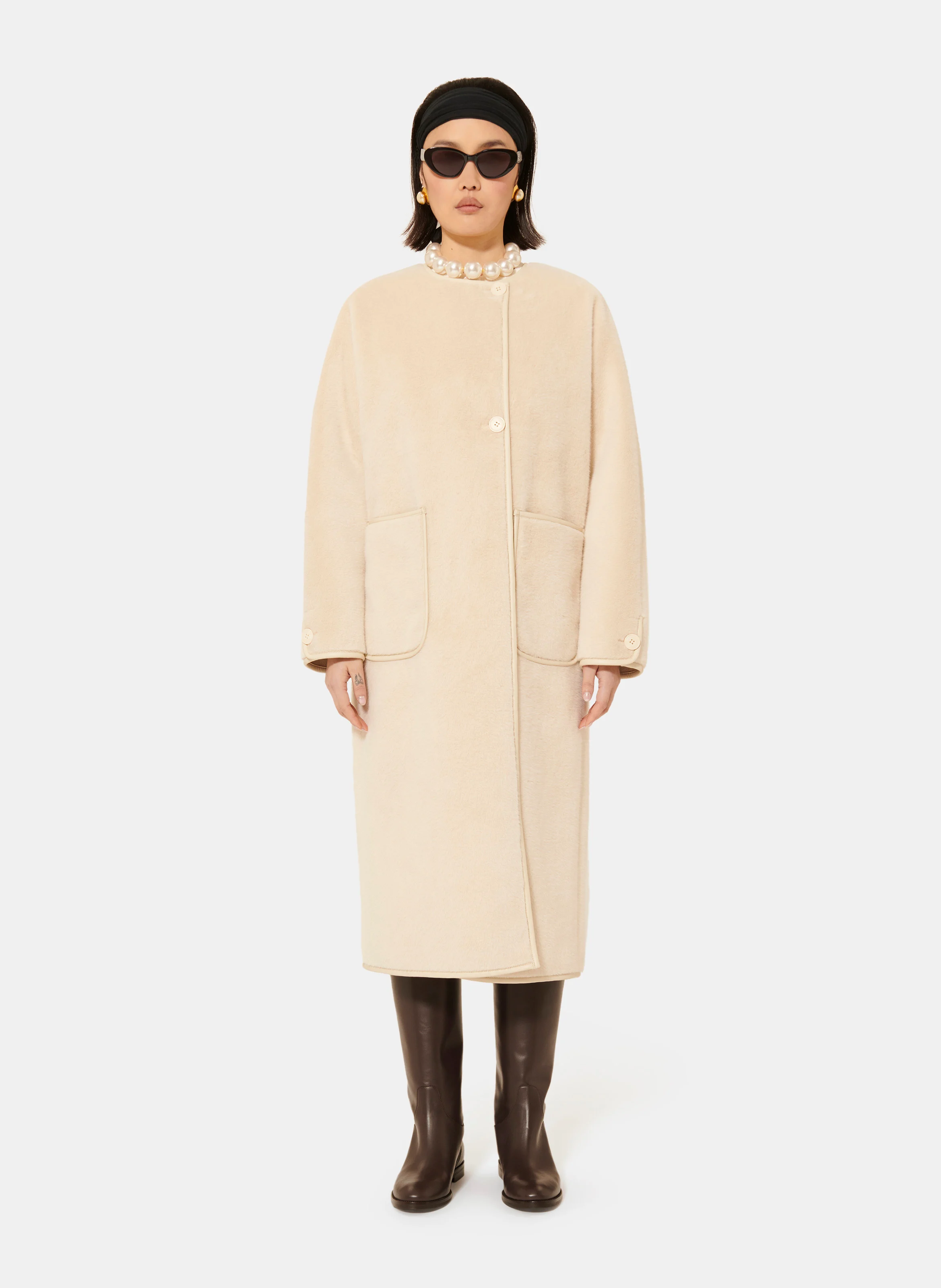 MARTA - Manteau long effet fourrure | Beige