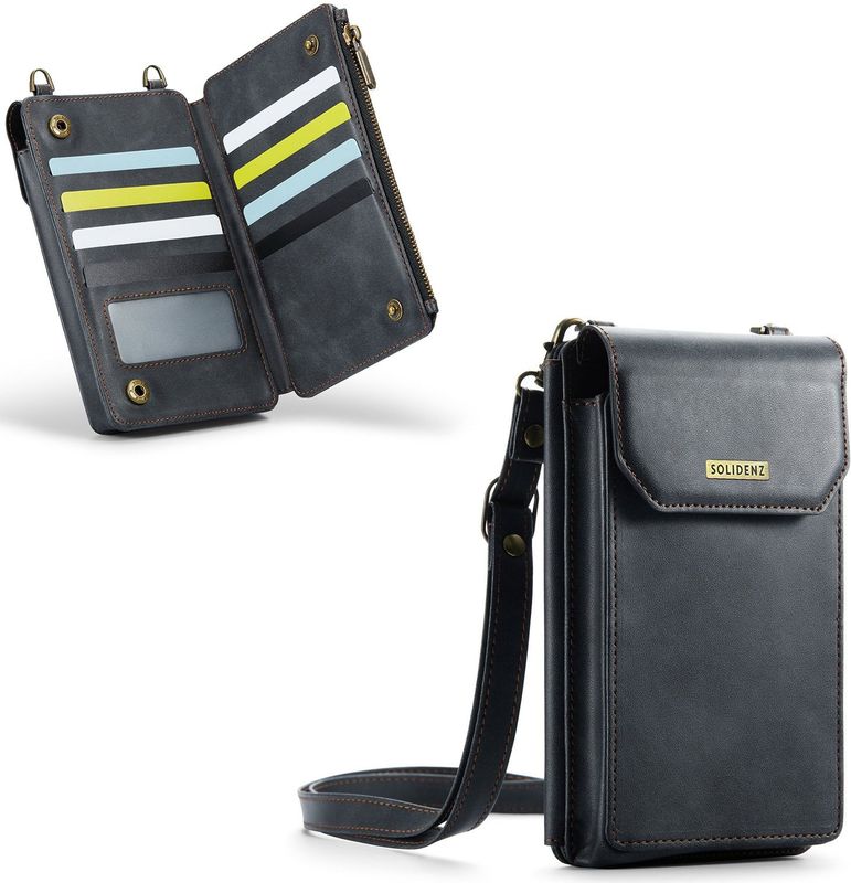 Solidenz - Universeel Telefoontasje en Portemonnee - Zwart - Tot 7.3 inch