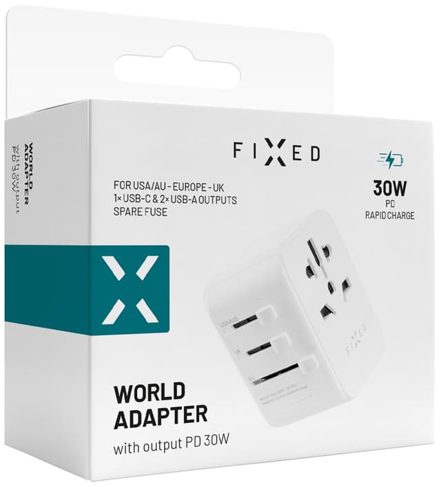 Fixed World 30W rejseadapter (hvid)