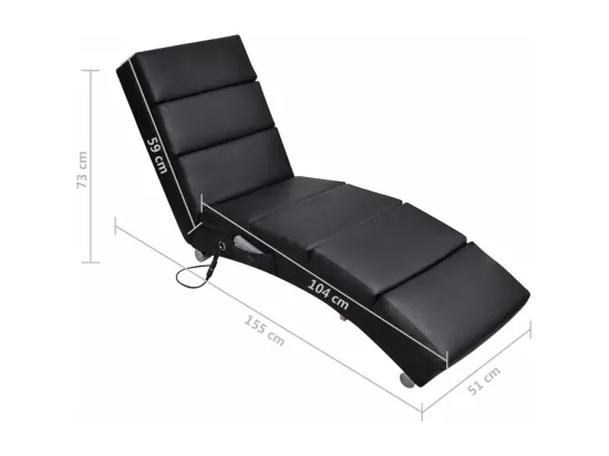 Chaise longue de massage Noir Similicuir