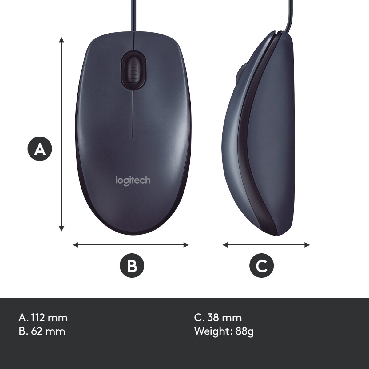 Logitech B100 - USB Mus Til Computer - 800 Dpi