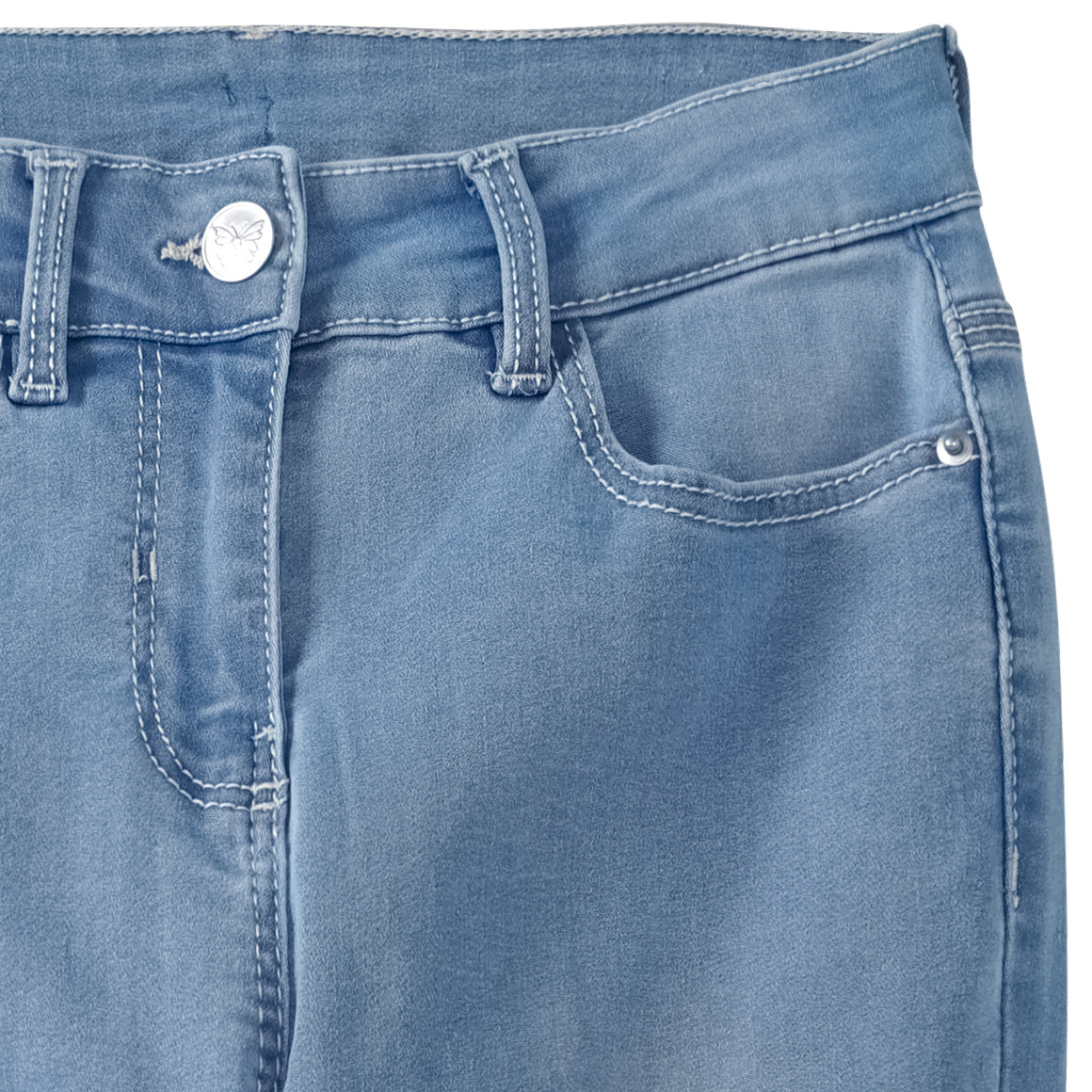 Yigga Mädchen Skinny-Jeans mit verstellbarem Bund hellblau