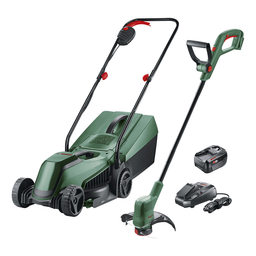 Batteridrevet gressklipper + gresstrimmer 18 V