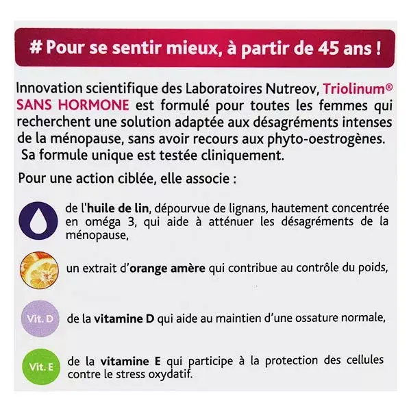 Nutreov Physcience Triolinum Menopausa Intensiva Sem Hormônios 56 cápsulas