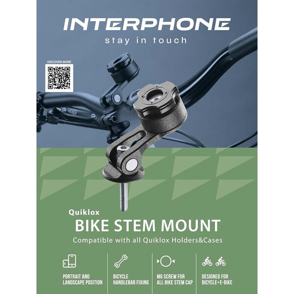 Interphone - Support tige Quiklox pour guidon de vélo