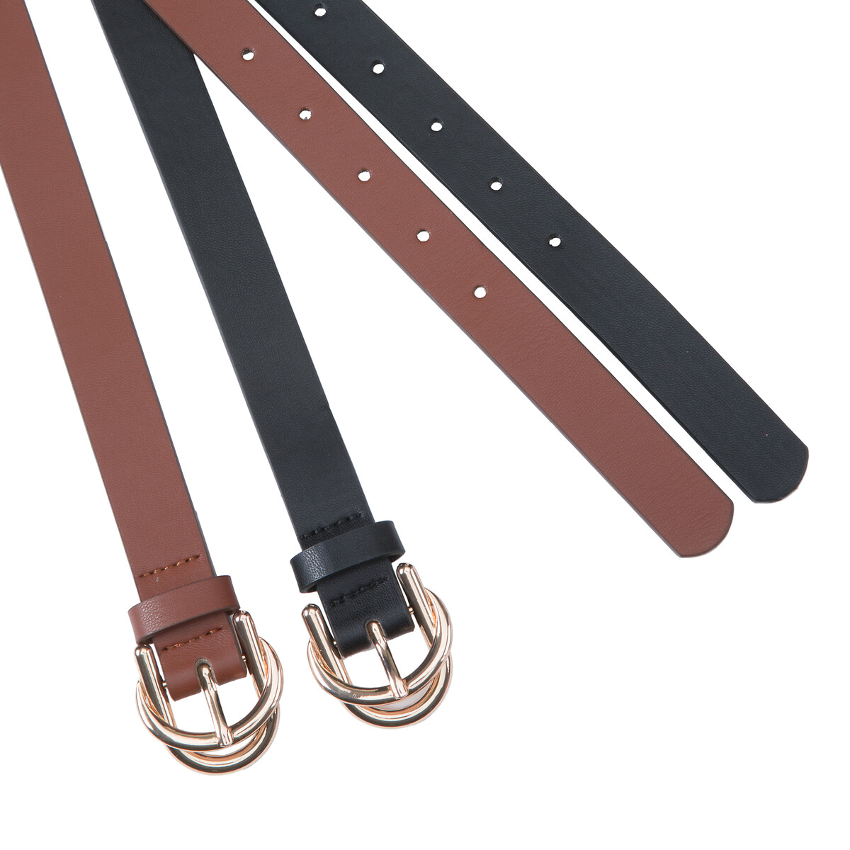 COLEÇÃO LA REDOUTE<br>Conjunto de 2 cintos com fivela dupla
