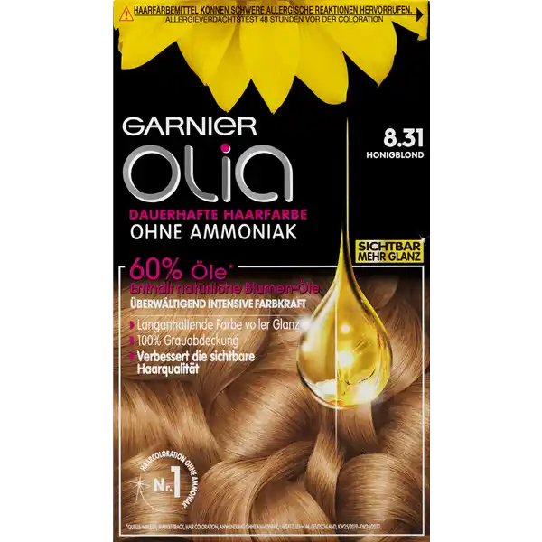 Dauerhafte Haarfarbe Coloration 8.31 Honigblond