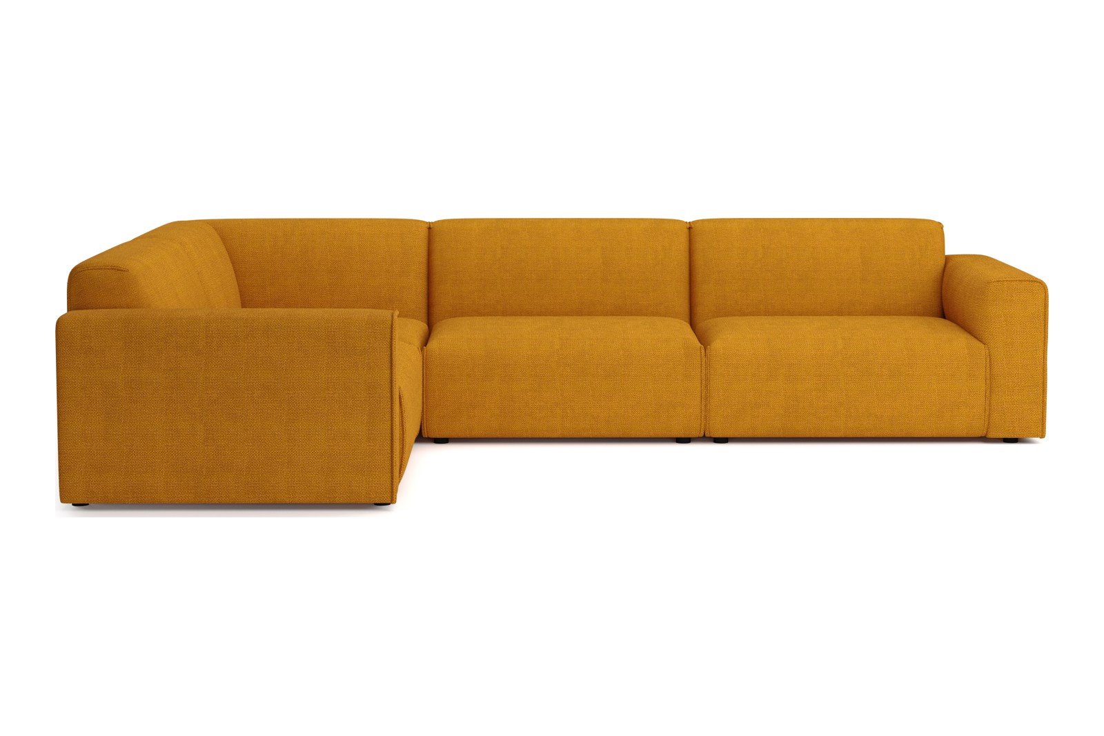 Monaco Lux hjørnesofa 1,5/3 hjørnesofa. Tekstil Fjord 9 Amber med sorte ben. Lux komfort.