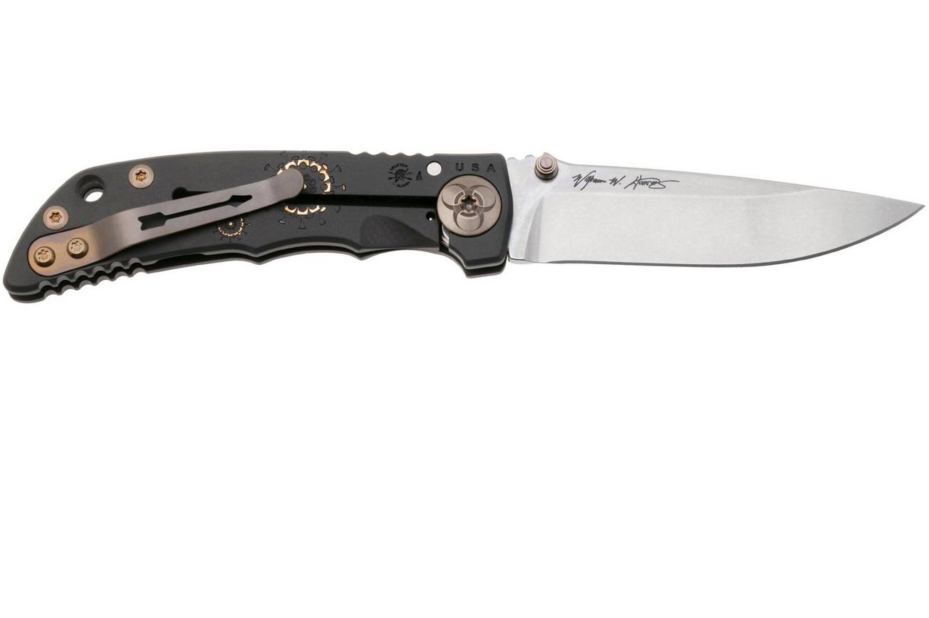 Spartan Harsey Folder 3.25 SF10C-BL-PL, Stonewashed CPM MagnaCut, Plague Doctor Black/Bronze Anodized Titanium zakmes