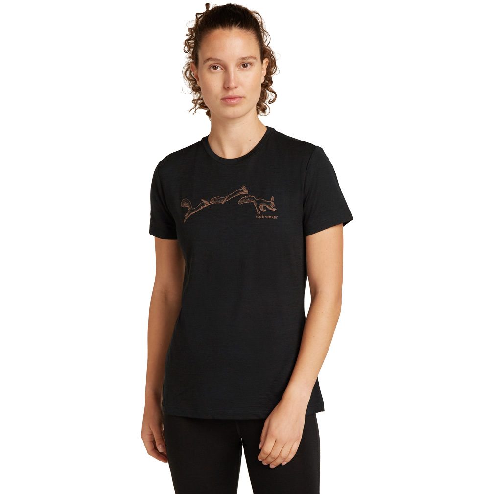 Icebreaker Merino 150 Tech Lite Airbourne Squirrel T-Shirt Damen schwarz