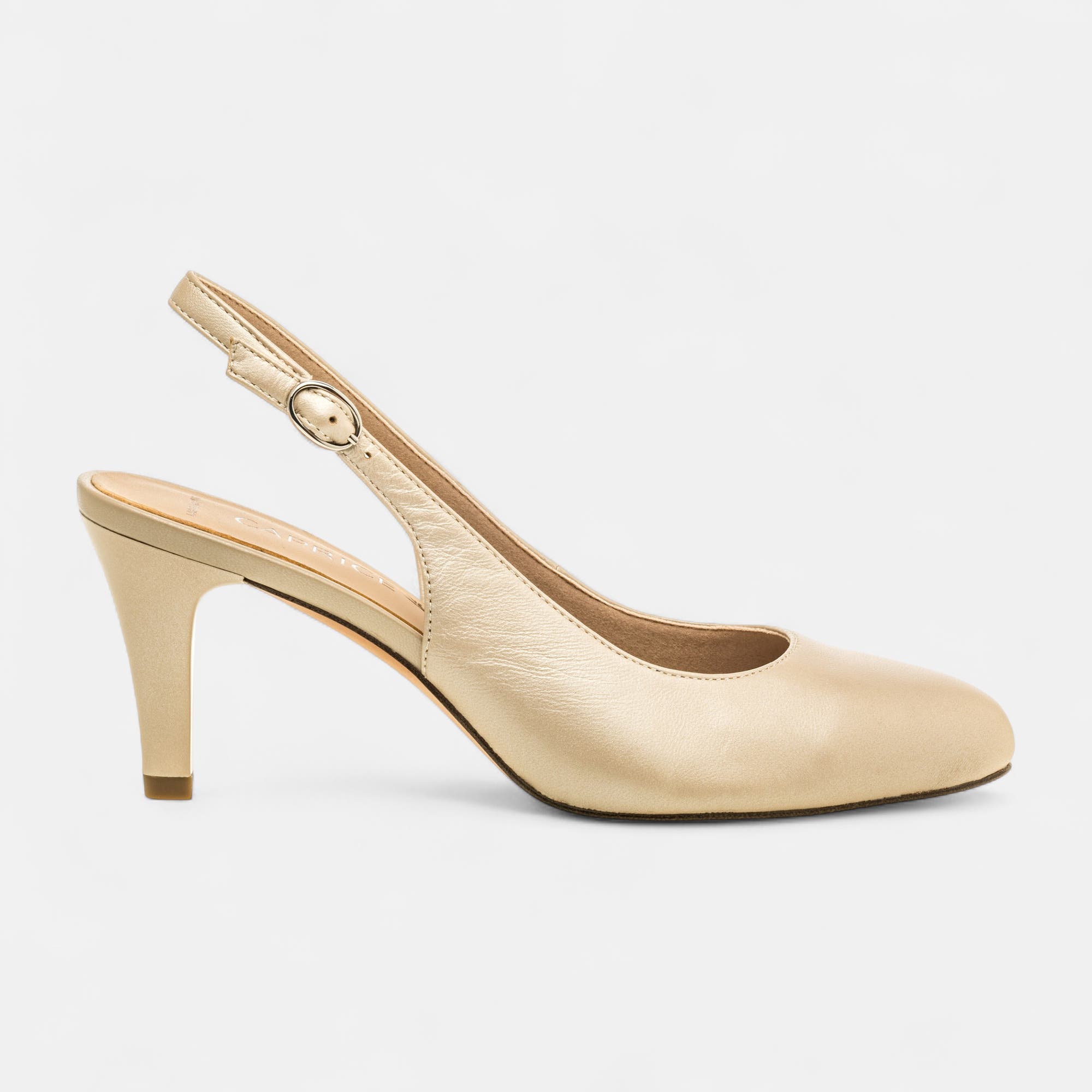 Escarpins avec bride arrière à talon Femme en cuir taupe