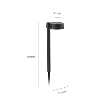 Philips solar sokkellamp rond Vynce zwart