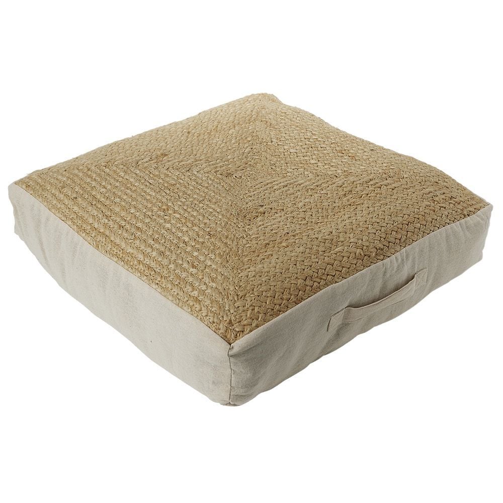 Coussin de sol carré jute 50x50cm beige