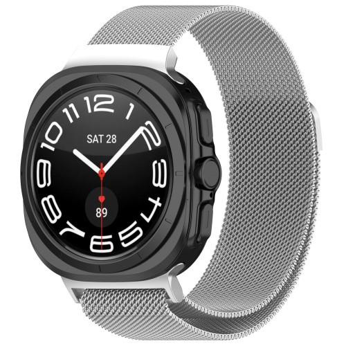 Samsung Galaxy Watch Ultra (47mm) Edelstahl Milanaise Armband mit Magnetverschluss (Gelenkumfang: 160-250mm) - Silber