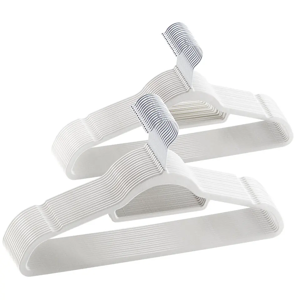 Set van 50 Kledinghangers met Fluweel - Ivoor Wit