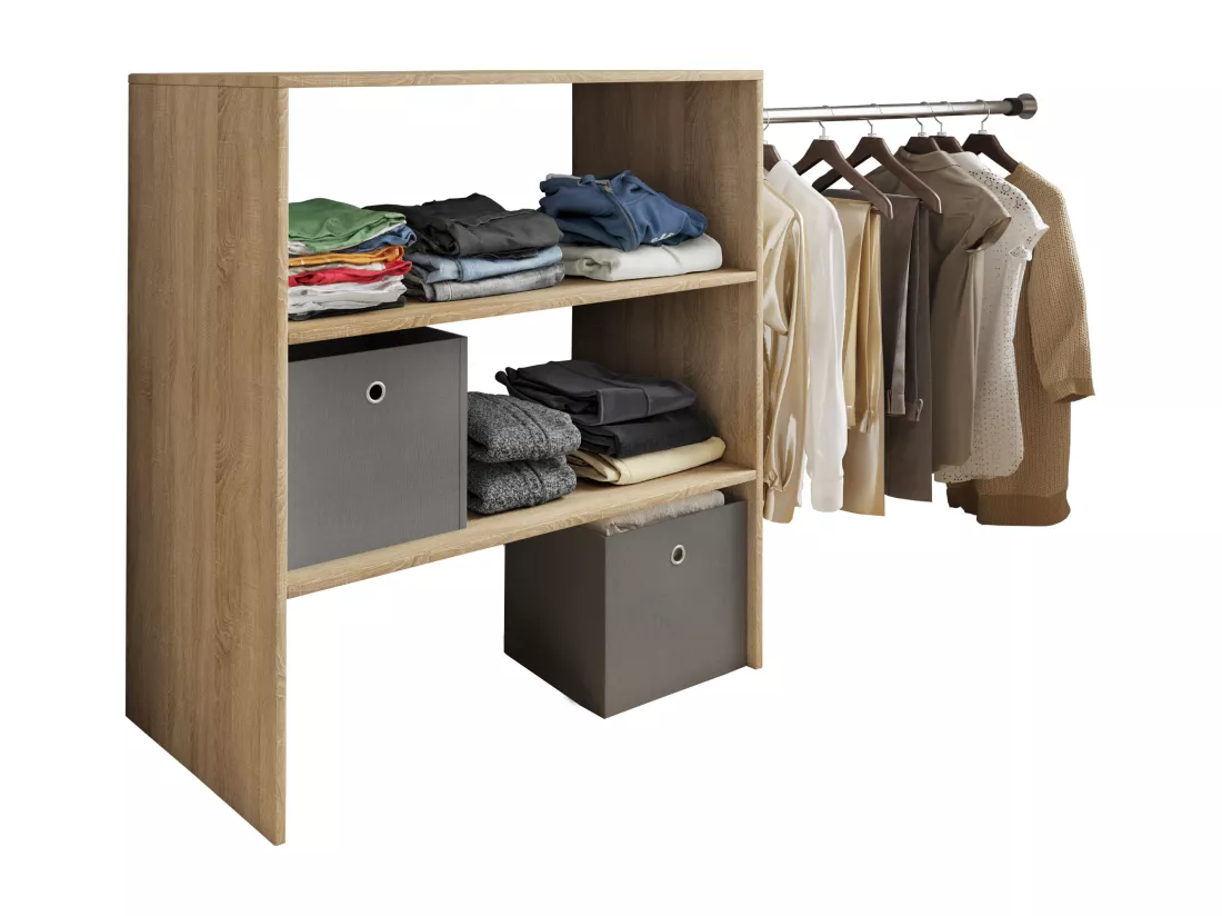 VCM Bois Armoire ouverte dressing penderie pentes de toit étagère Dacho ll (Chêne Sonoma)