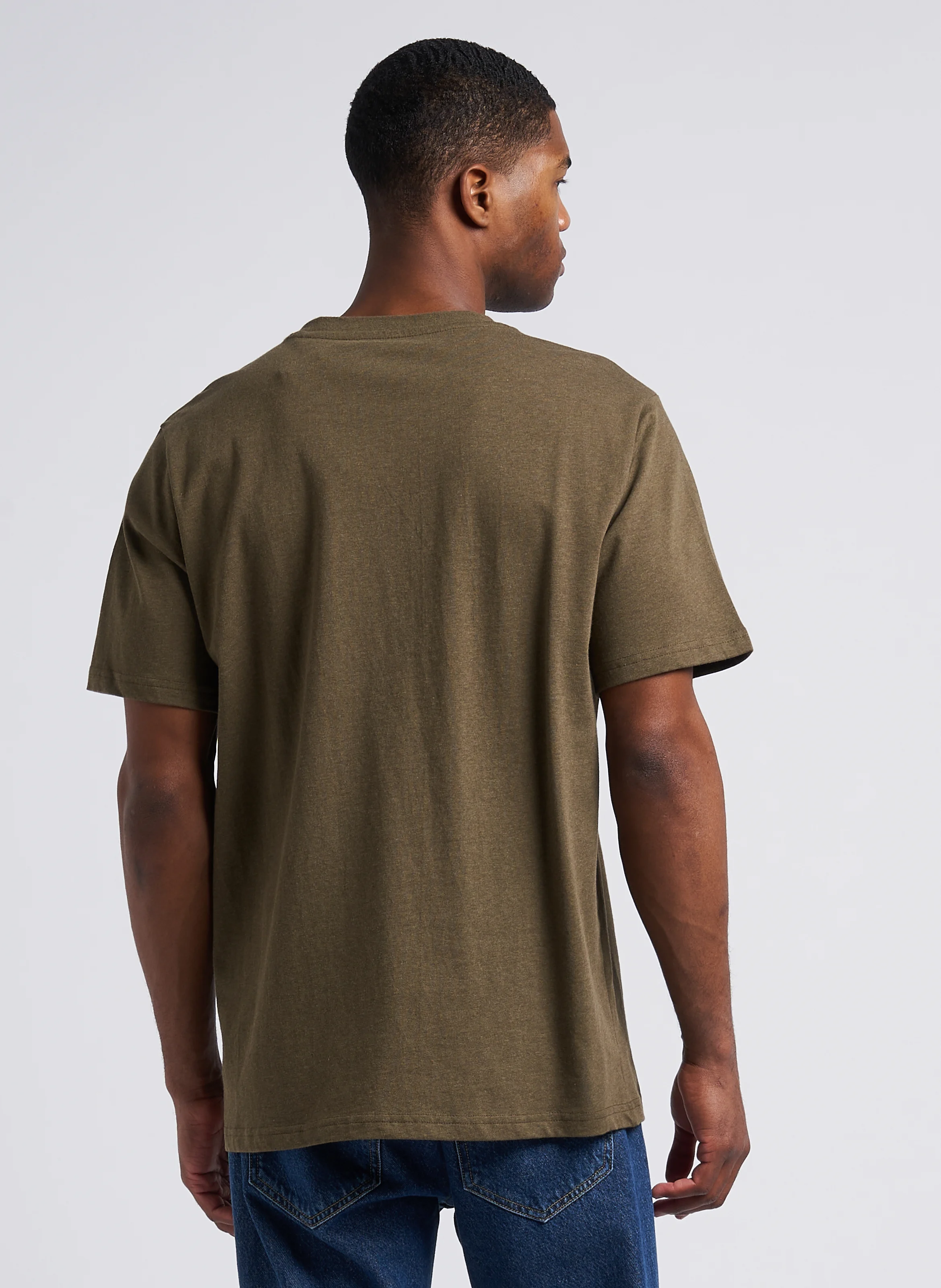 Tee-shirt col rond regular-fit en coton bio | Kaki