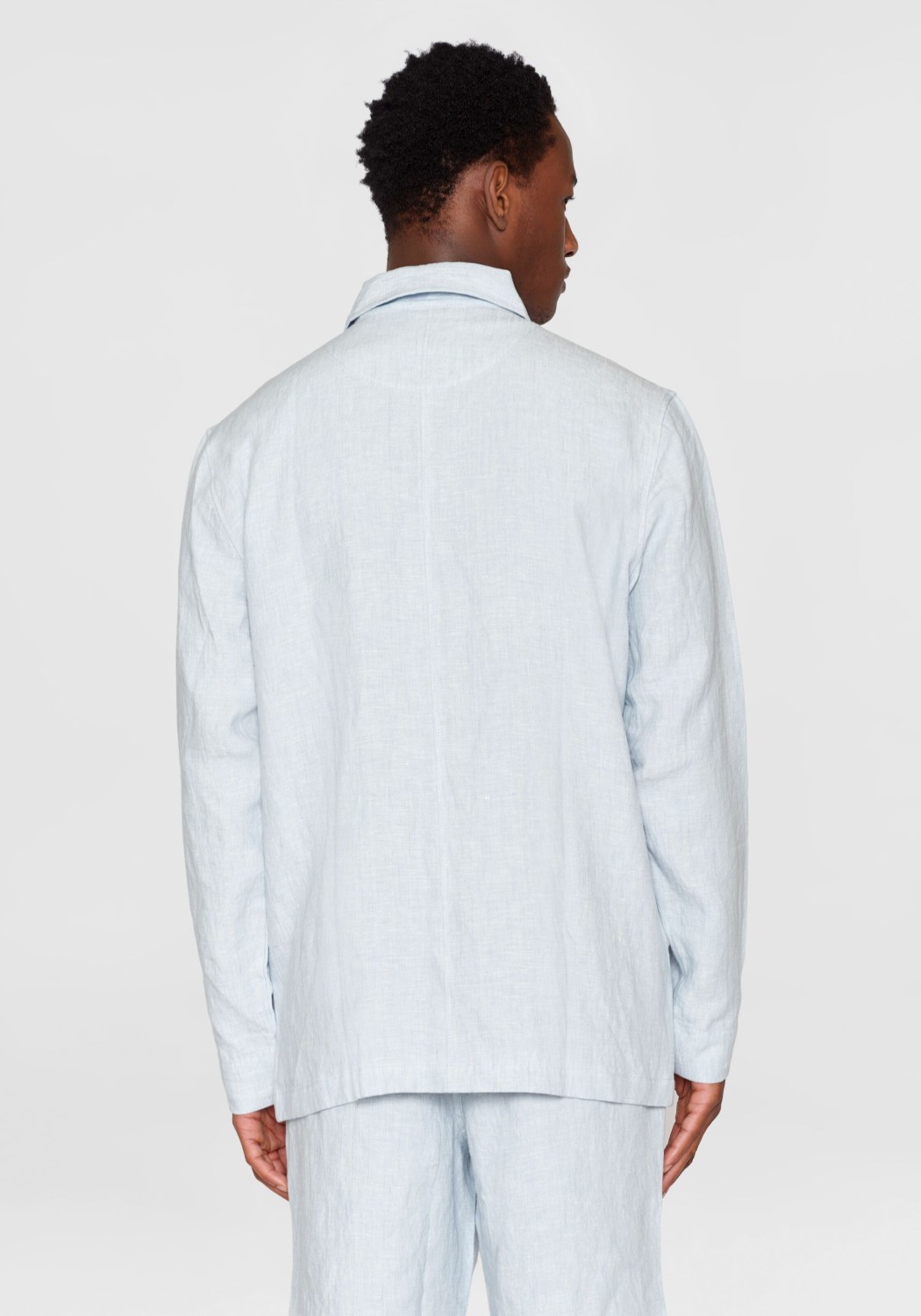 Knowledge Cotton Apparel Overshirt Linen Dusk Blue
