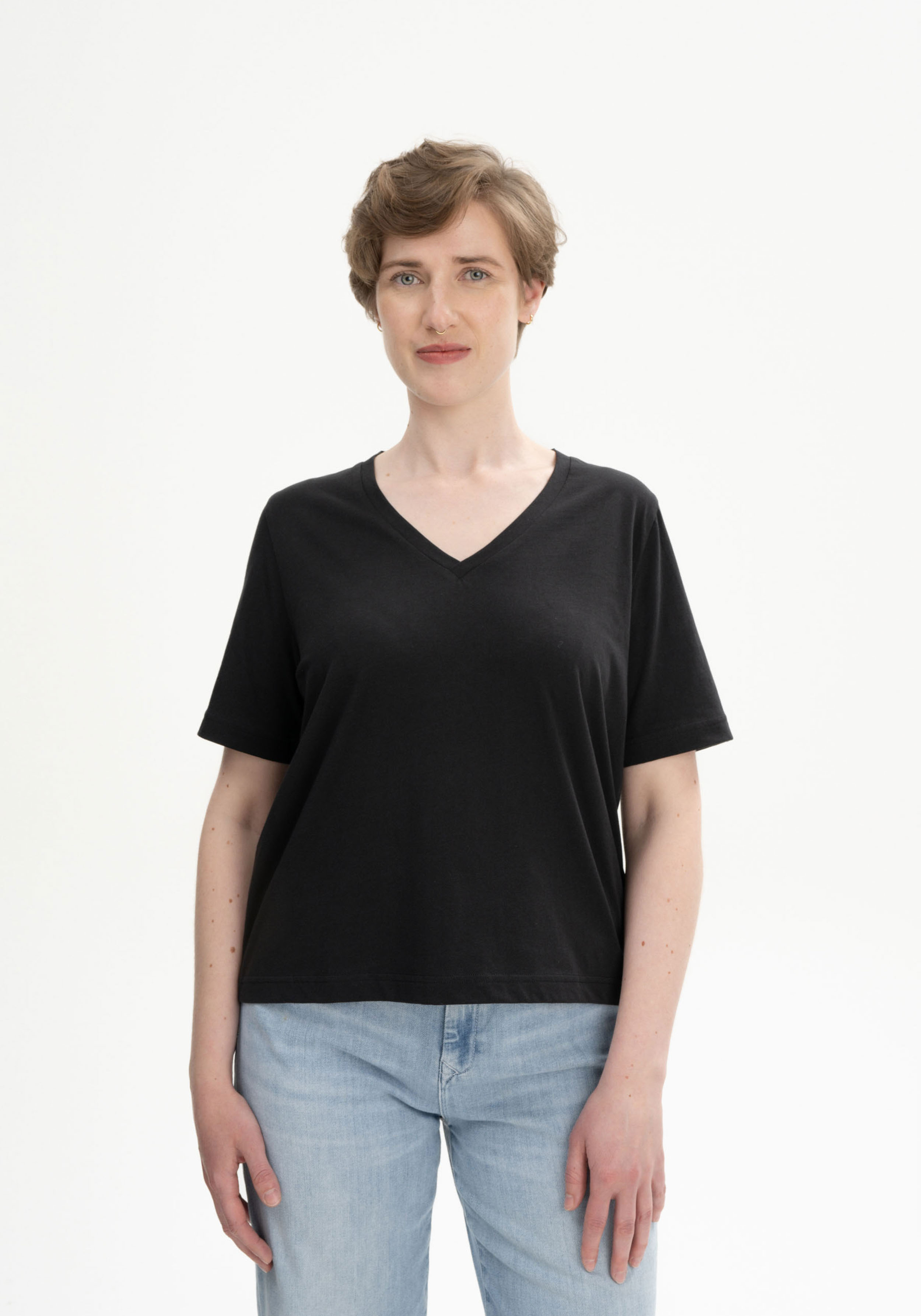 Mela T-Shirt Ankita V-Neck Schwarz