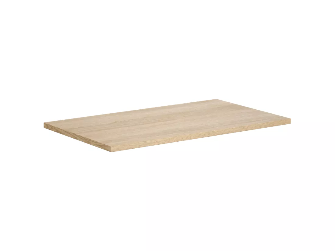 Meuble de salle de bain suspendu avec vasque à poser en céramique - Placage chêne - 80 cm - MESLIVA
