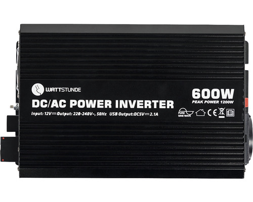 WATTSTOUR 600W / 1200W 12V sinusomvormer WS12/600SI