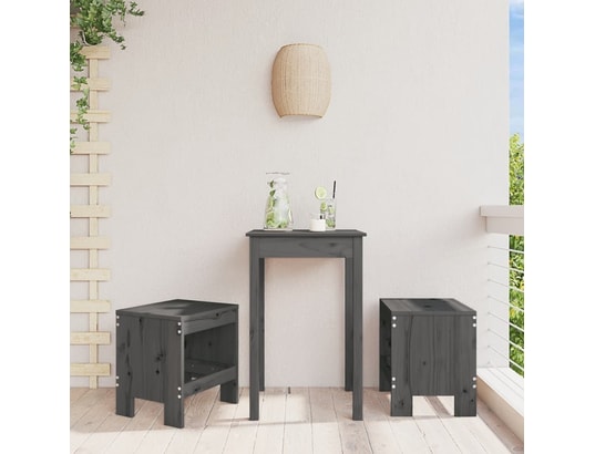 VIDAXL - Tabourets de jardin 2 pcs gris 40x36x45 cm bois massif de pi...