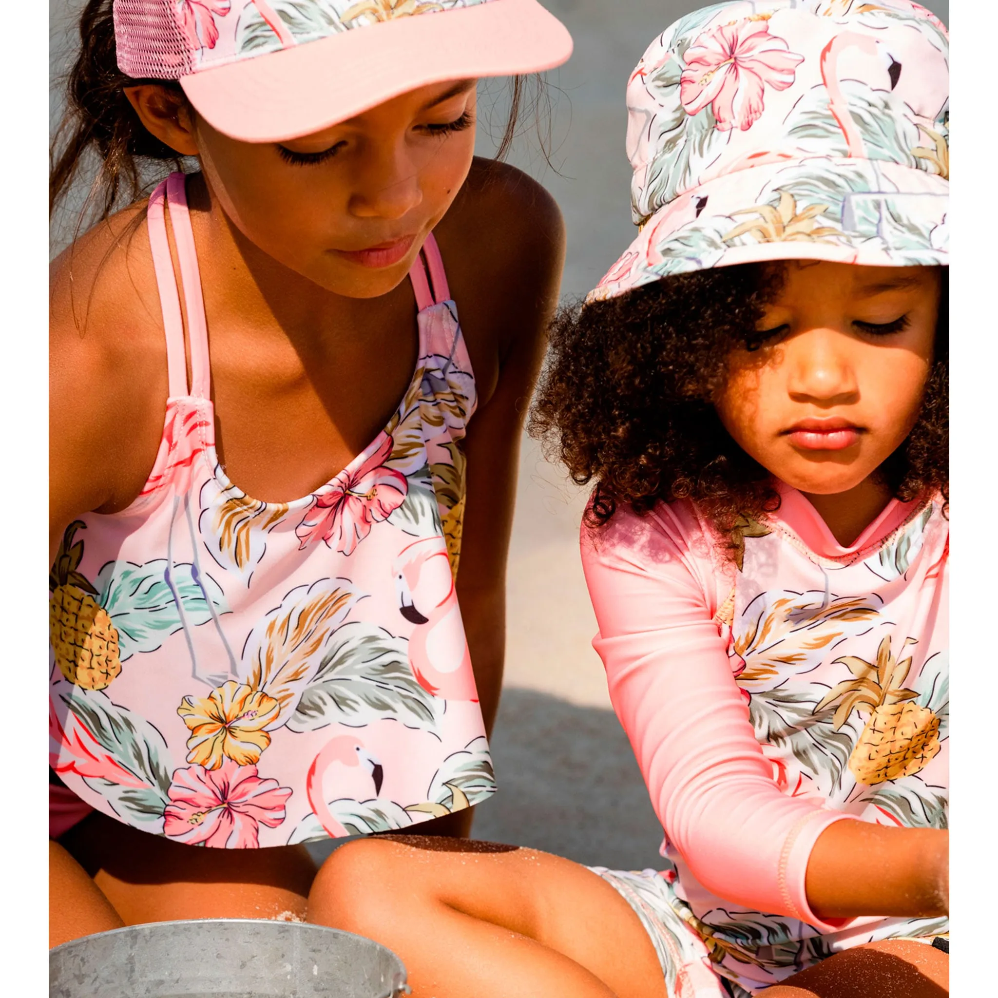 Deux par Deux Maillot UV Une Pièce Flamant Rose 3-24mois