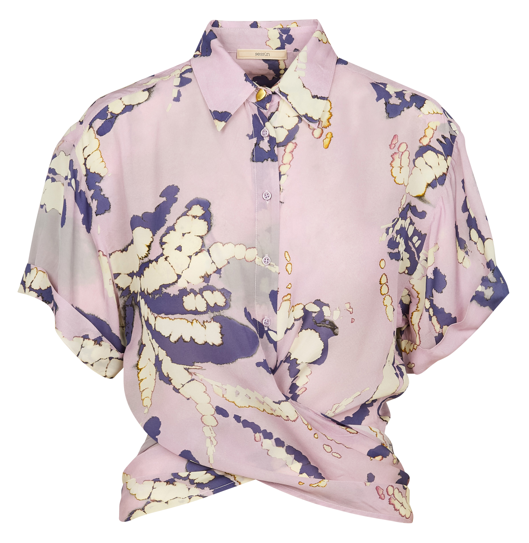 PROCIDA - Chemise à manches courtes imprimée en coton bio | Violet