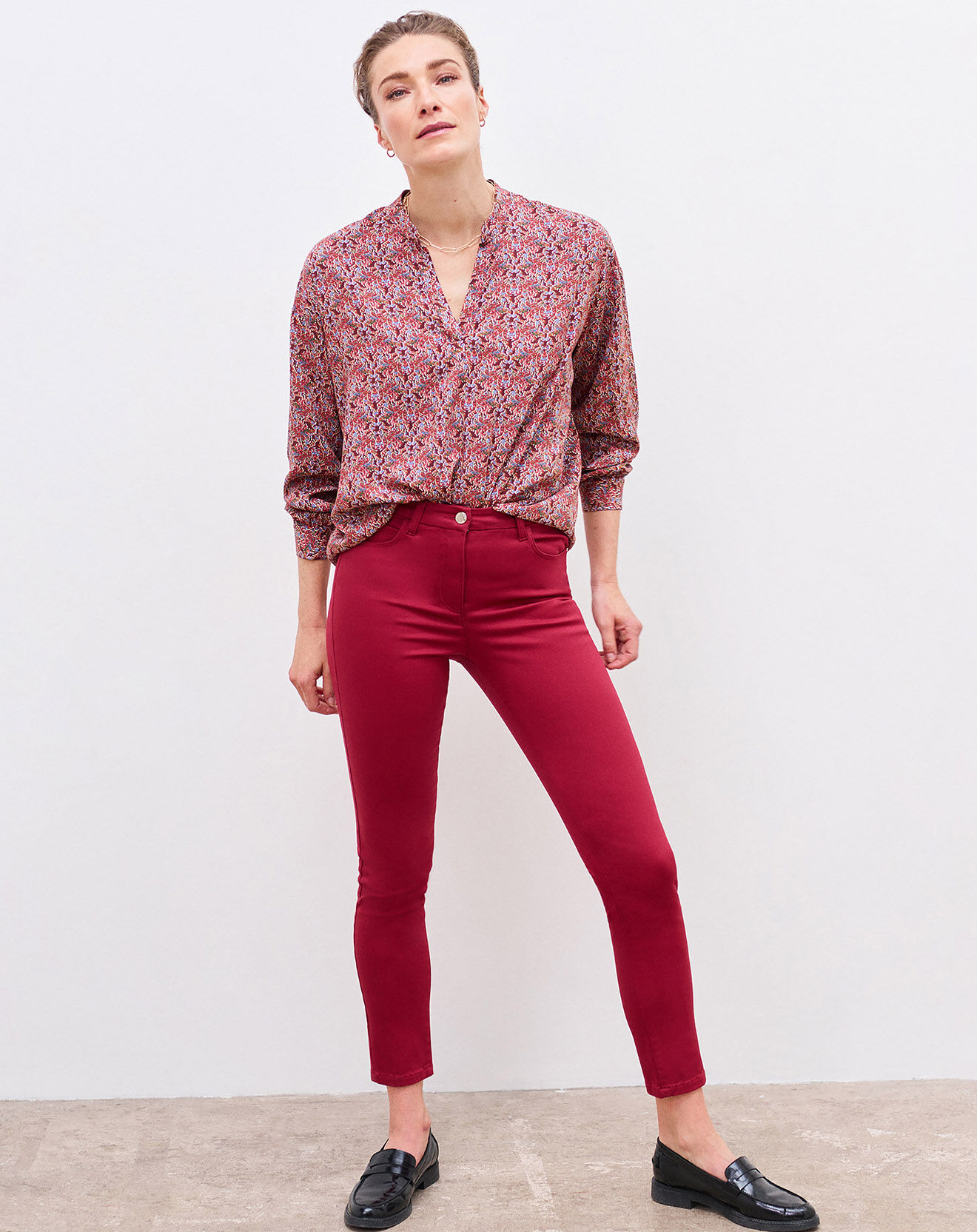 Caroll Chemise Candice imprimée framboise