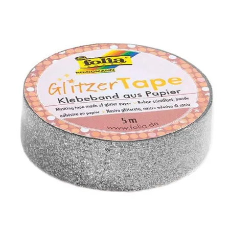 Folia Glitzer Tape silber, ca. 5 m x 15 mm