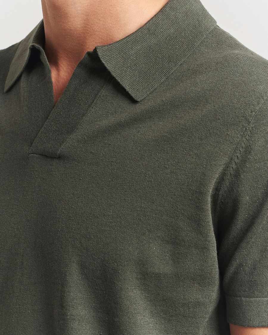 NN07 Ryan Cotton/Linen Polo Croc Green