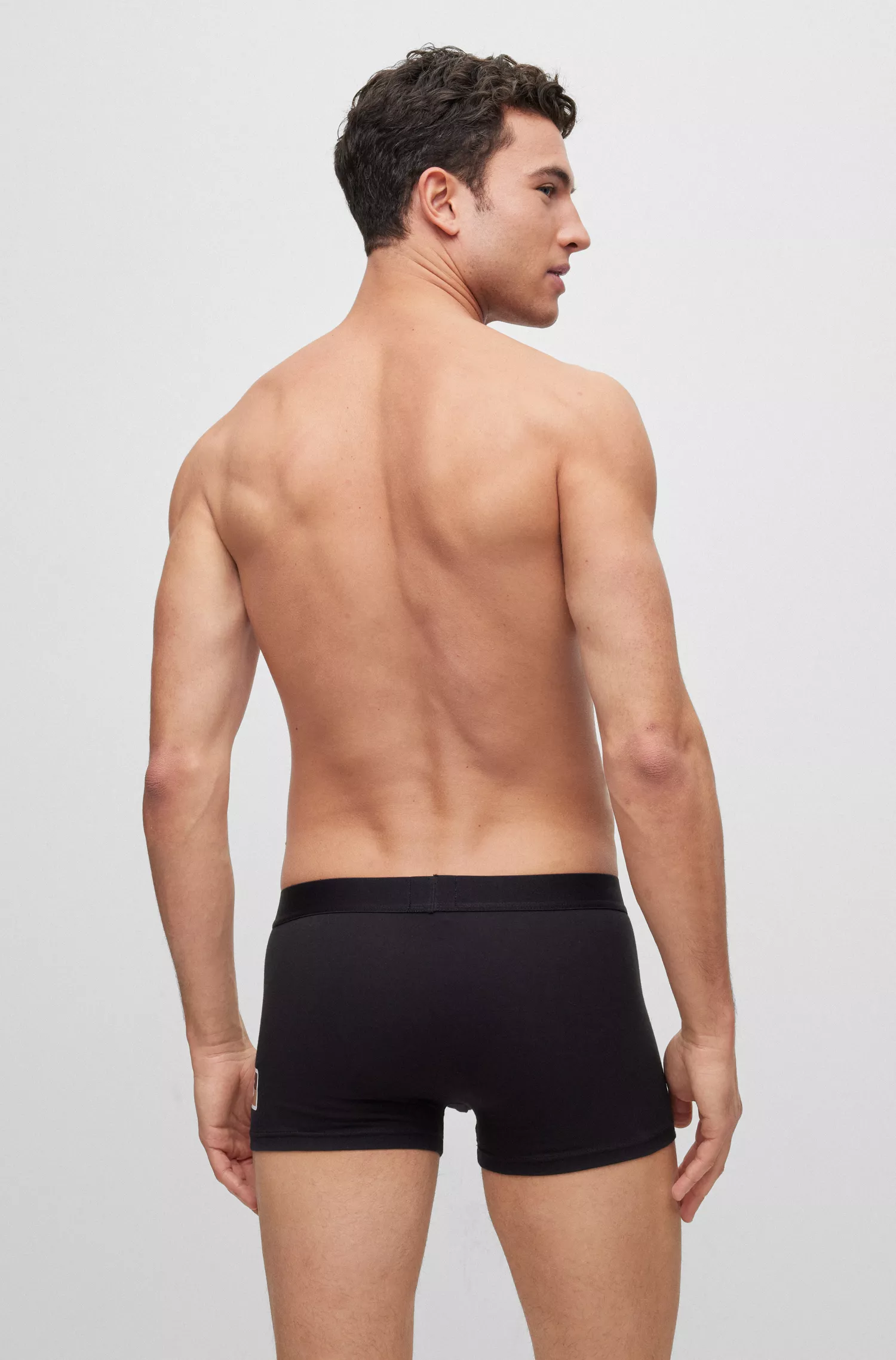 BOSS Preto - Pacote com duas cuecas boxer de algodão elástico com cós com logotipo.
