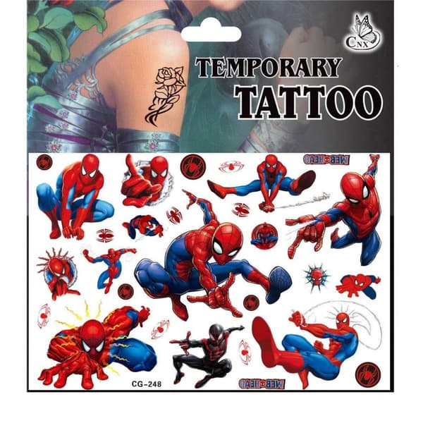 Spiderman-tatoveringer - 4 ark - Barnetatoveringer - Avengers
