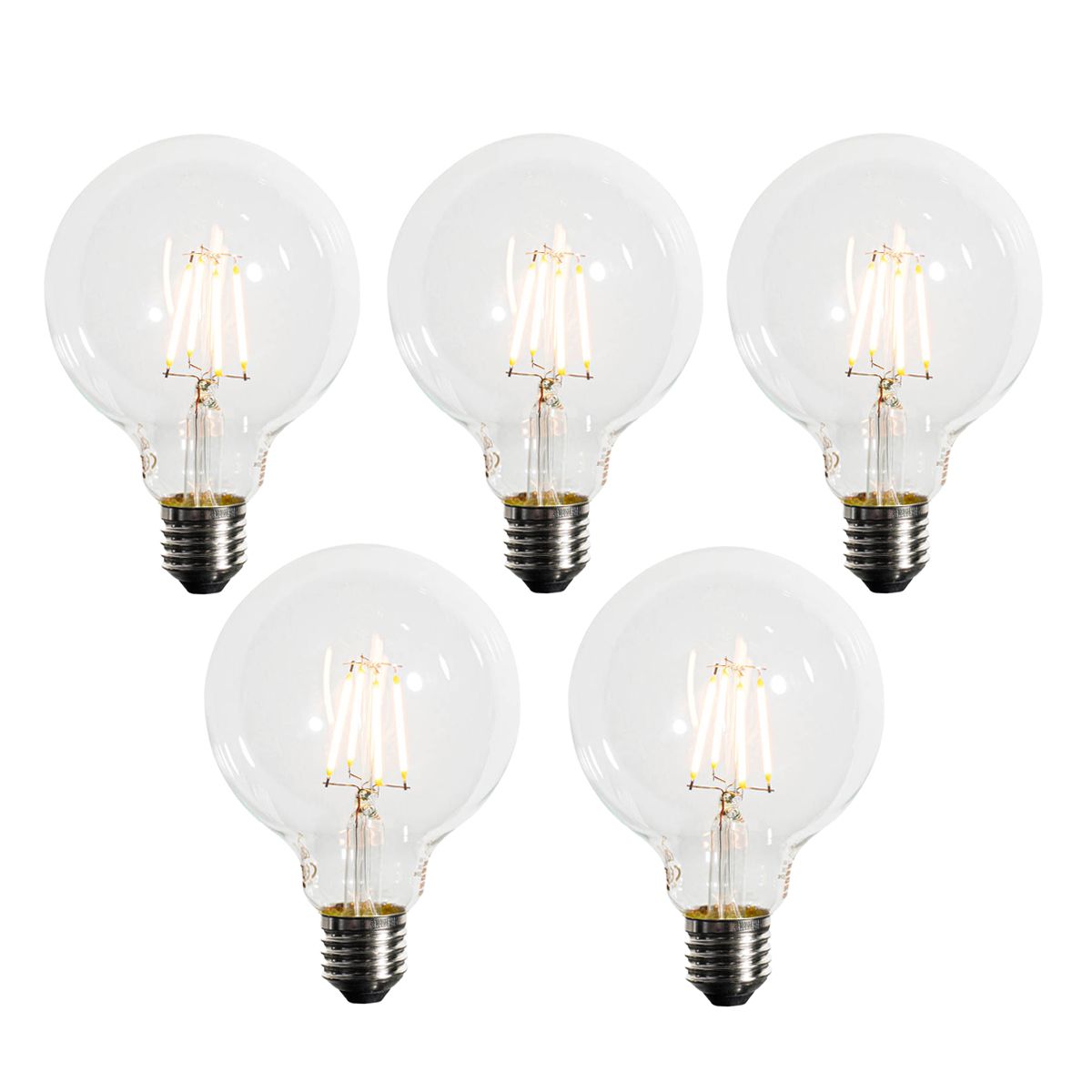 Set van 5 E27 dimbare LED lamp G95 5W 450 lm 2200K