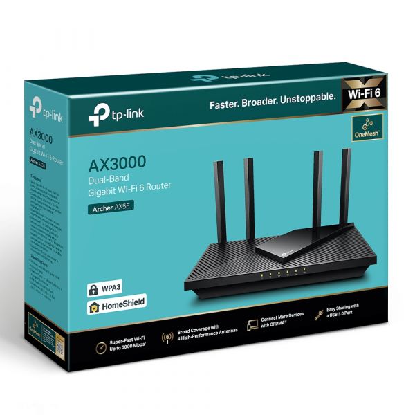 TP-Link Wireless AX3000 Archer AX55 Dual-Band Gigabit WiFi 6 - ARCHERAX55