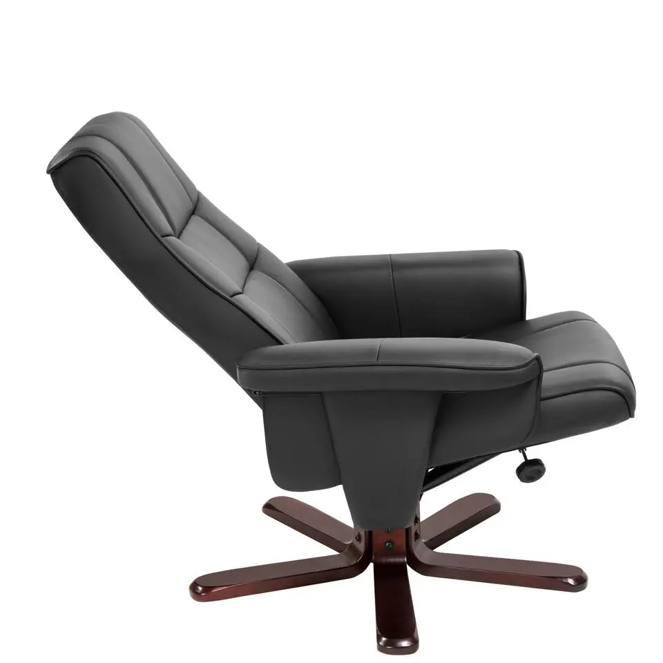 tectake TV-fauteuil met krukje model I, Zwart/bruin