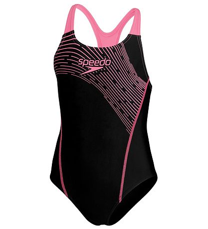 Speedo Bådedragt - Girls Medley Logo Medalist - Sort/Pink