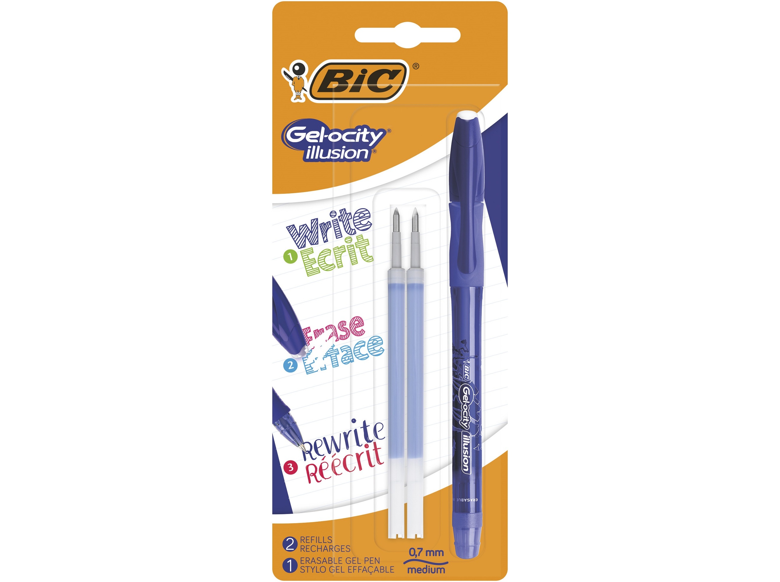 ESFEROGRÁFICA GELOCITY BIC ILLUSION AZUL COM 2 RECARGAS
